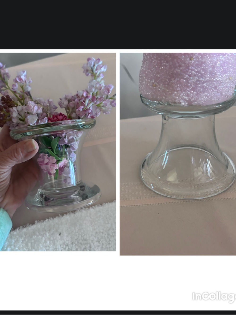 Pressed Clear Glass Pedestal for Serving  Vase or Candle Holder 142ib 4”